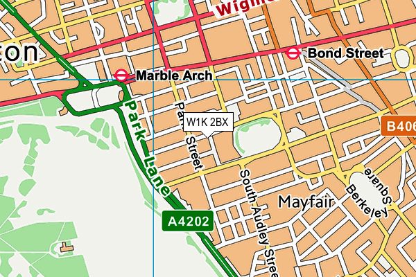 W1K 2BX map - OS VectorMap District (Ordnance Survey)