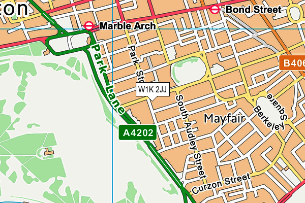 W1K 2JJ map - OS VectorMap District (Ordnance Survey)