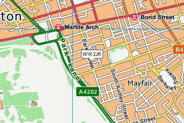 W1K 2JR map - OS VectorMap District (Ordnance Survey)