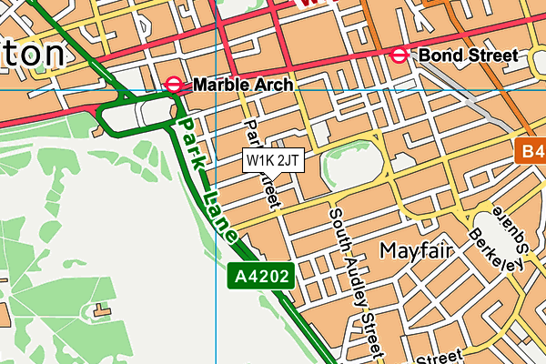 W1K 2JT map - OS VectorMap District (Ordnance Survey)