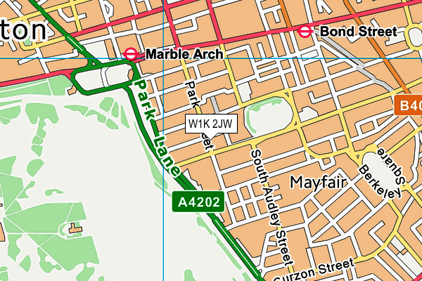 W1K 2JW map - OS VectorMap District (Ordnance Survey)