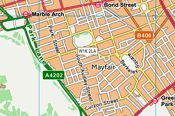 W1K 2LA map - OS VectorMap District (Ordnance Survey)