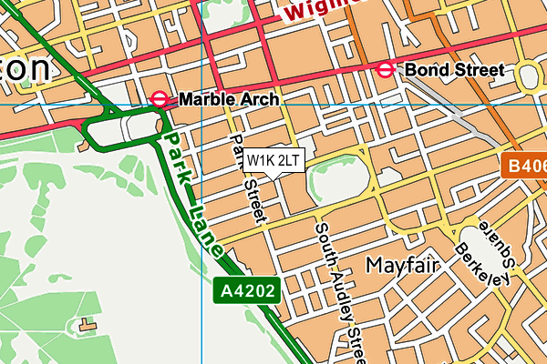 W1K 2LT map - OS VectorMap District (Ordnance Survey)