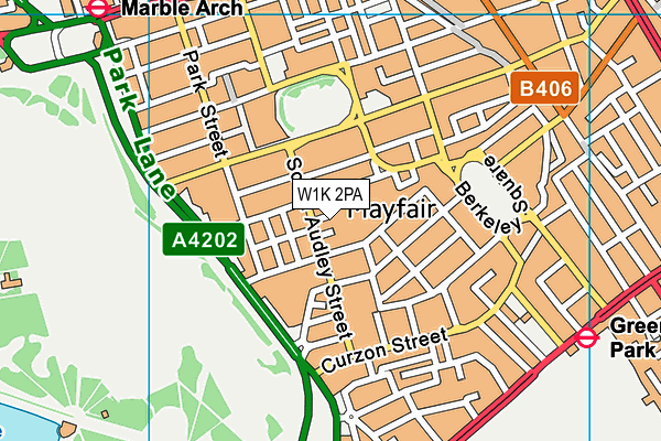 W1K 2PA map - OS VectorMap District (Ordnance Survey)