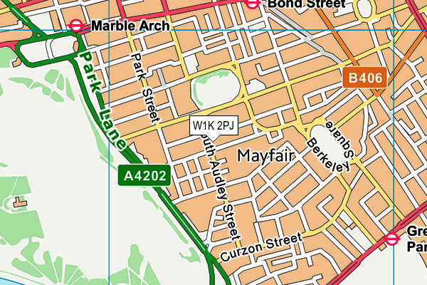 W1K 2PJ map - OS VectorMap District (Ordnance Survey)