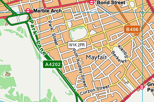 W1K 2PR map - OS VectorMap District (Ordnance Survey)