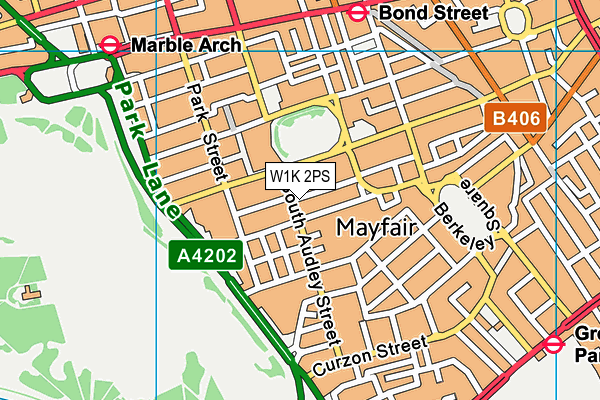 W1K 2PS map - OS VectorMap District (Ordnance Survey)