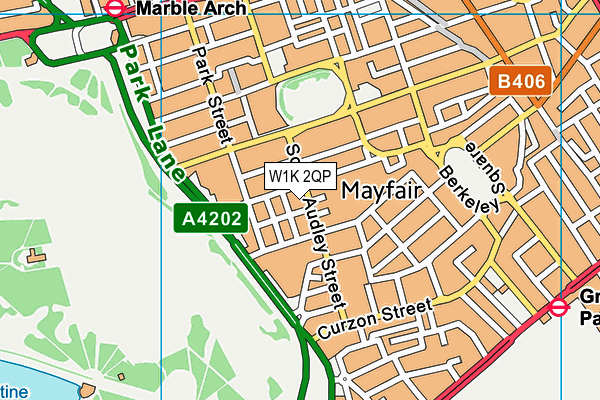 W1K 2QP map - OS VectorMap District (Ordnance Survey)