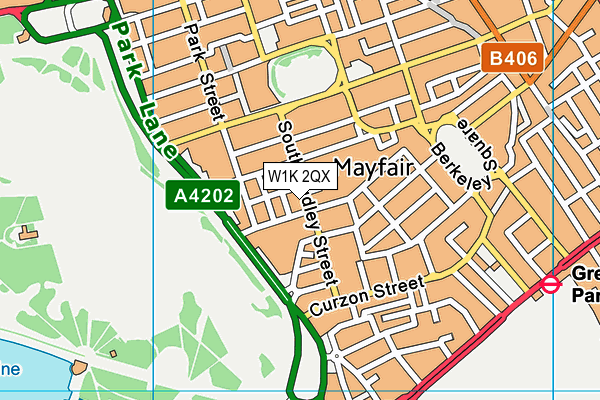 W1K 2QX map - OS VectorMap District (Ordnance Survey)