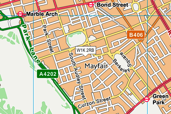 W1K 2RB map - OS VectorMap District (Ordnance Survey)