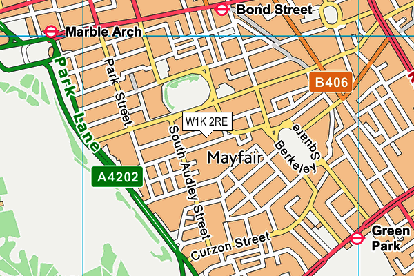 W1K 2RE map - OS VectorMap District (Ordnance Survey)