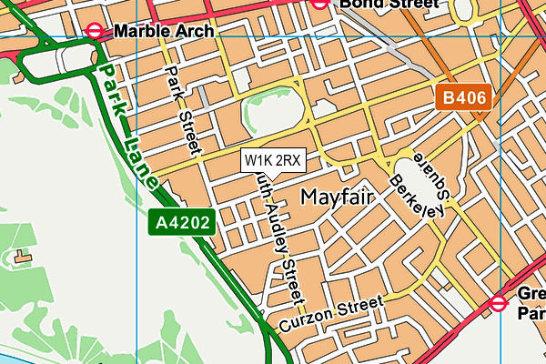 W1K 2RX map - OS VectorMap District (Ordnance Survey)