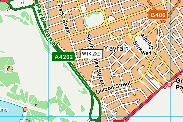 W1K 2XD map - OS VectorMap District (Ordnance Survey)