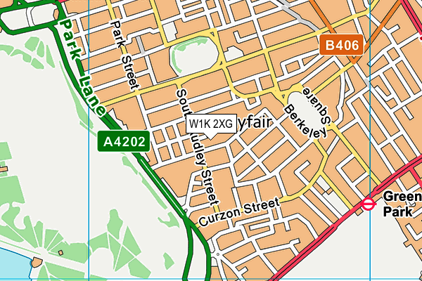 W1K 2XG map - OS VectorMap District (Ordnance Survey)