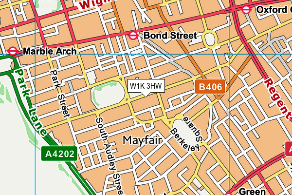 W1K 3HW map - OS VectorMap District (Ordnance Survey)