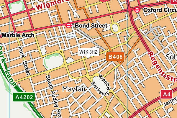 W1K 3HZ map - OS VectorMap District (Ordnance Survey)