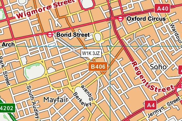 W1K 3JZ map - OS VectorMap District (Ordnance Survey)