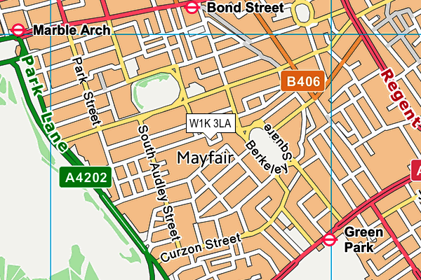 W1K 3LA map - OS VectorMap District (Ordnance Survey)