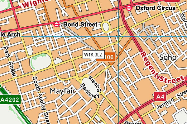 W1K 3LZ map - OS VectorMap District (Ordnance Survey)