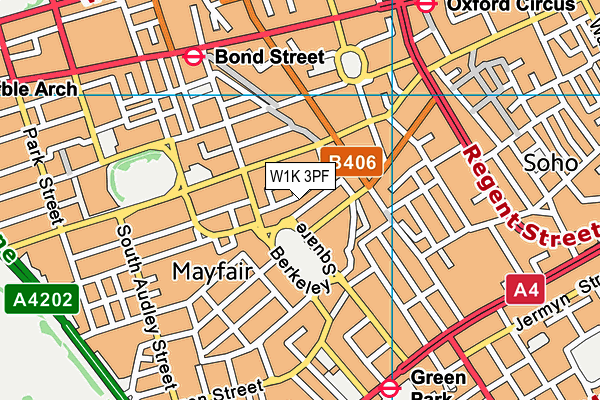 W1K 3PF map - OS VectorMap District (Ordnance Survey)