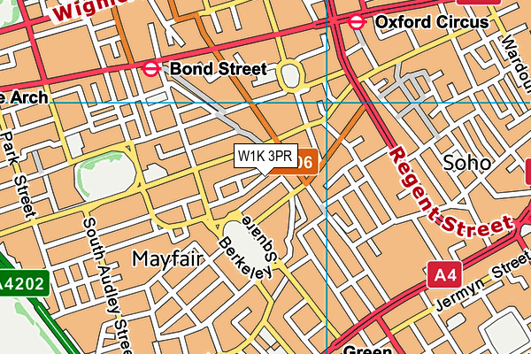 W1K 3PR map - OS VectorMap District (Ordnance Survey)