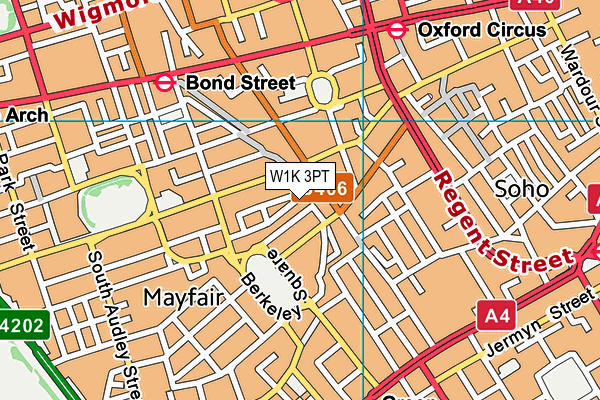 W1K 3PT map - OS VectorMap District (Ordnance Survey)