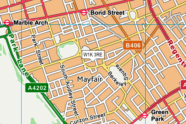 W1K 3RE map - OS VectorMap District (Ordnance Survey)