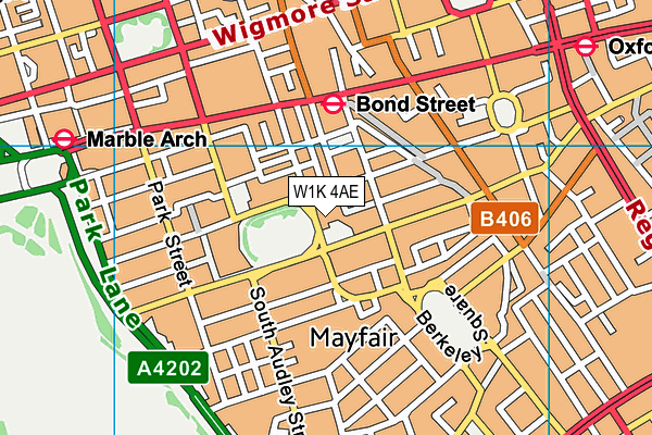 W1K 4AE map - OS VectorMap District (Ordnance Survey)