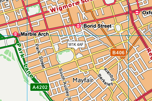 W1K 4AF map - OS VectorMap District (Ordnance Survey)