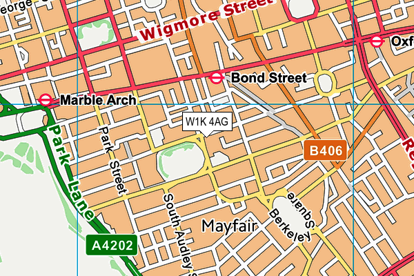 W1K 4AG map - OS VectorMap District (Ordnance Survey)