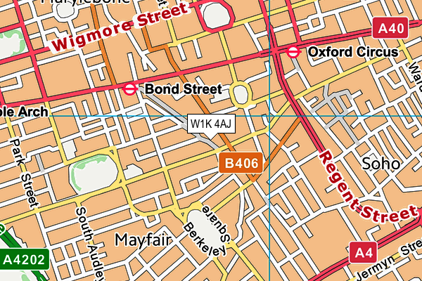 W1K 4AJ map - OS VectorMap District (Ordnance Survey)