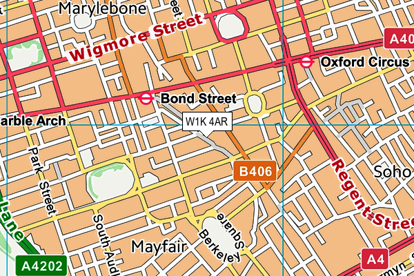 W1K 4AR map - OS VectorMap District (Ordnance Survey)