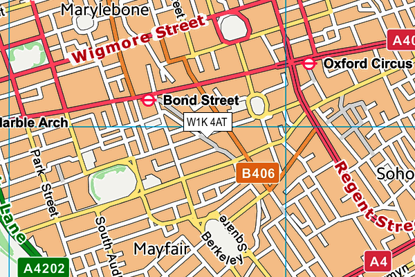 W1K 4AT map - OS VectorMap District (Ordnance Survey)