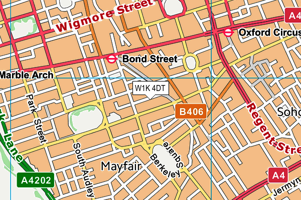 W1K 4DT map - OS VectorMap District (Ordnance Survey)