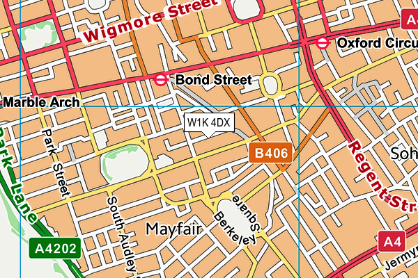 W1K 4DX map - OS VectorMap District (Ordnance Survey)