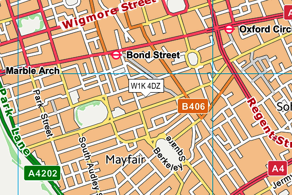 W1K 4DZ map - OS VectorMap District (Ordnance Survey)
