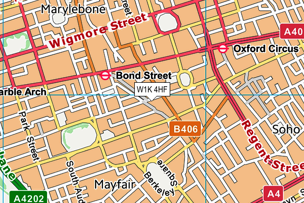 W1K 4HF map - OS VectorMap District (Ordnance Survey)