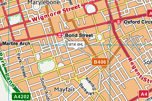 W1K 4HL map - OS VectorMap District (Ordnance Survey)