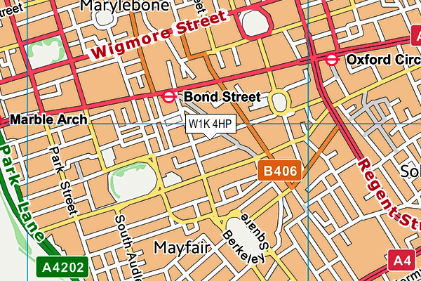 W1K 4HP map - OS VectorMap District (Ordnance Survey)