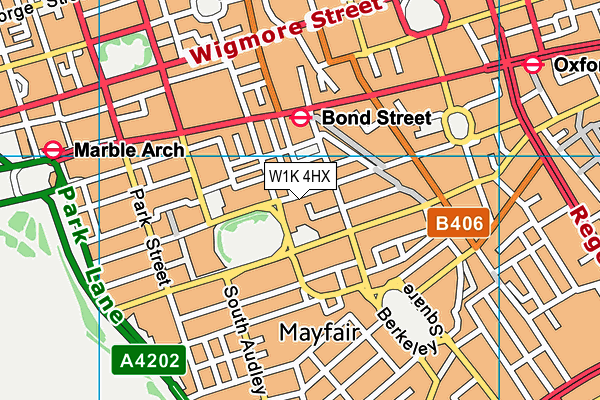 W1K 4HX map - OS VectorMap District (Ordnance Survey)