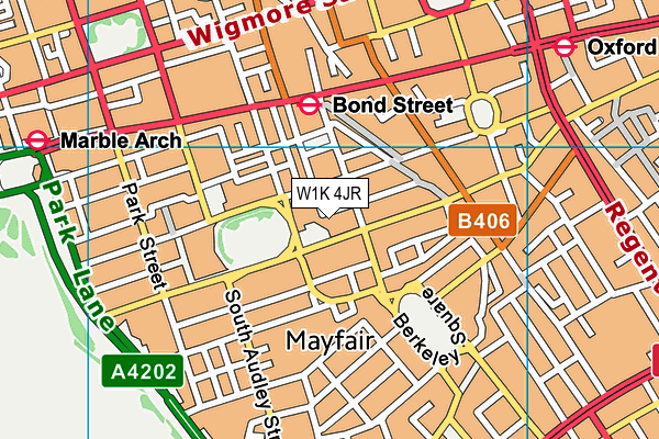 W1K 4JR map - OS VectorMap District (Ordnance Survey)