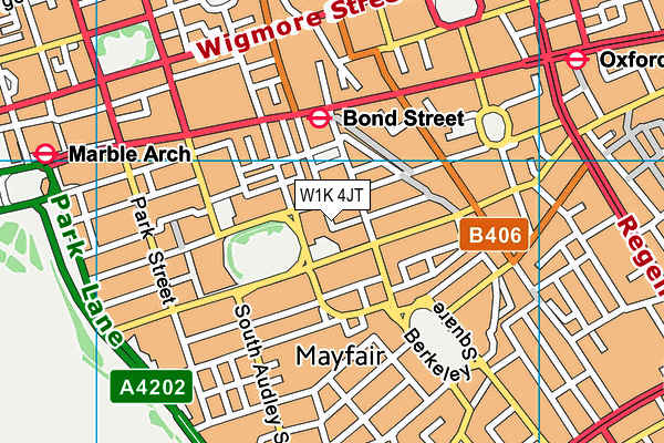 W1K 4JT map - OS VectorMap District (Ordnance Survey)