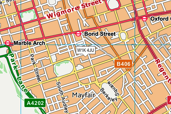 W1K 4JU map - OS VectorMap District (Ordnance Survey)