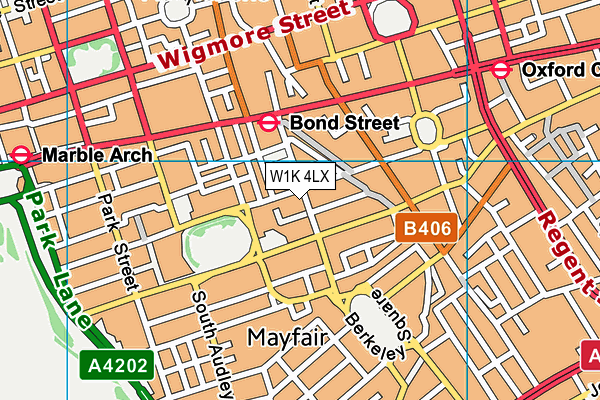 W1K 4LX map - OS VectorMap District (Ordnance Survey)