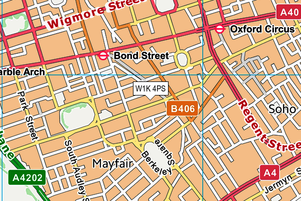 W1K 4PS map - OS VectorMap District (Ordnance Survey)