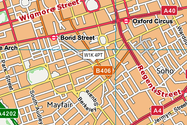 W1K 4PT map - OS VectorMap District (Ordnance Survey)