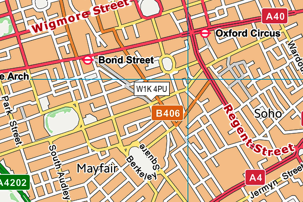 W1K 4PU map - OS VectorMap District (Ordnance Survey)