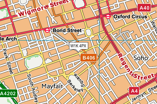 W1K 4PX map - OS VectorMap District (Ordnance Survey)