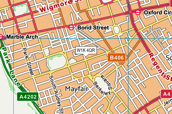 W1K 4QR map - OS VectorMap District (Ordnance Survey)