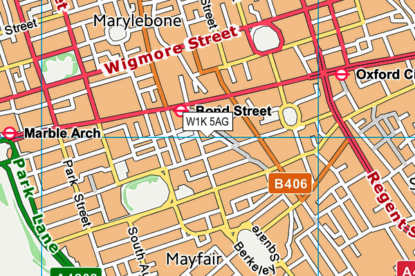 W1K 5AG map - OS VectorMap District (Ordnance Survey)